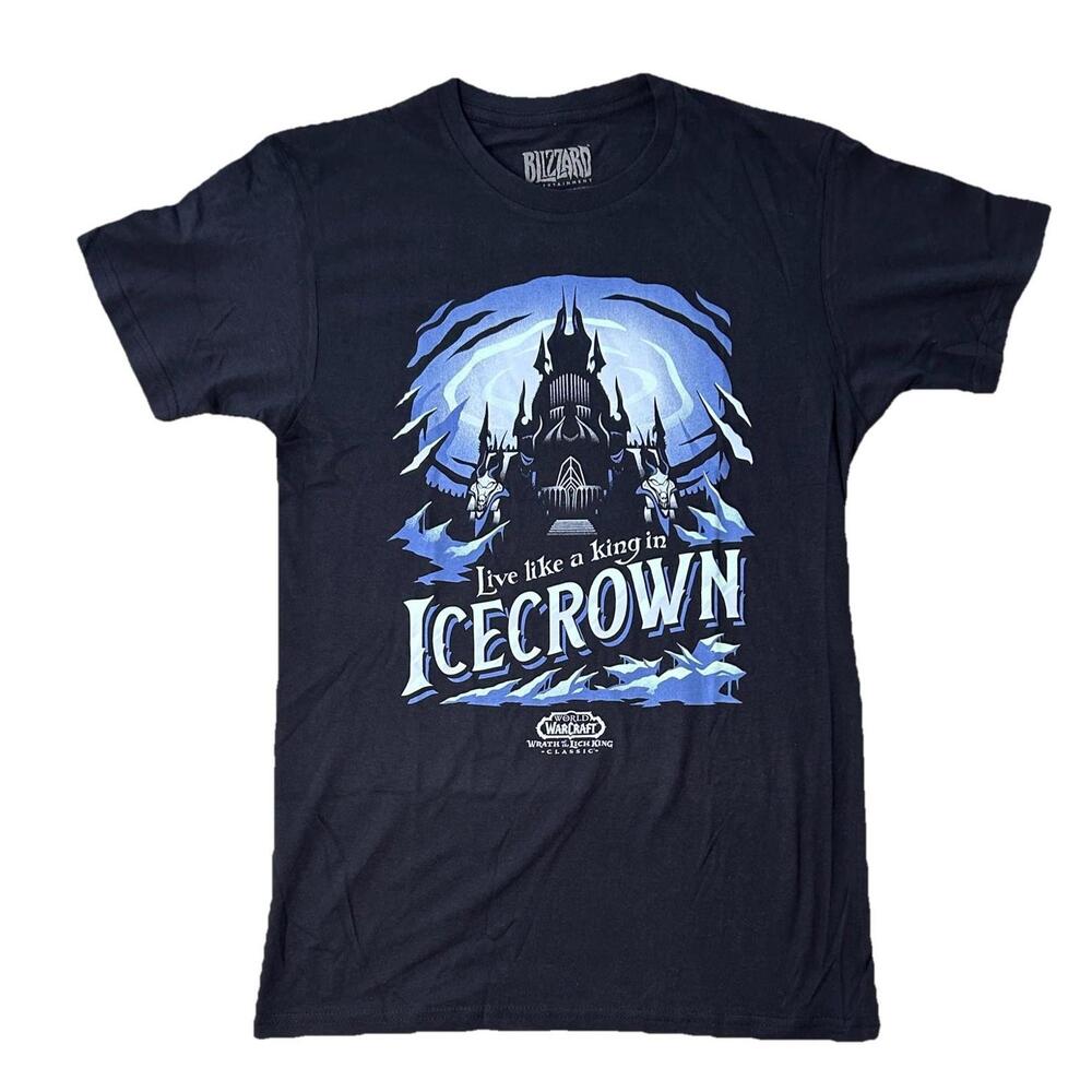 World Of Warcraft Wrath of the Lich King Ice Crown Black Shirt Mens Small Rare